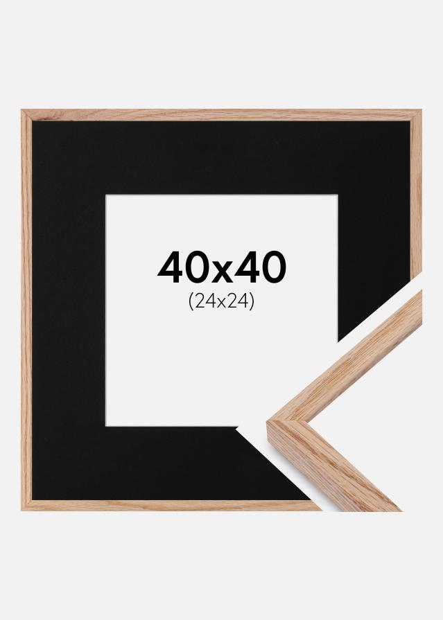 Ram med passepartou Fotolijst E-Line Eiken 40x40 cm - Passe-partout Zwart 25x25 cm