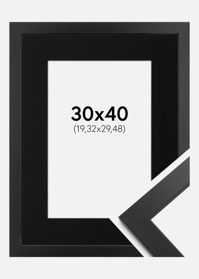 Ram med passepartou Fotolijst Black Wood 30x40 cm - Passe-partout Zwart 8x12 inches