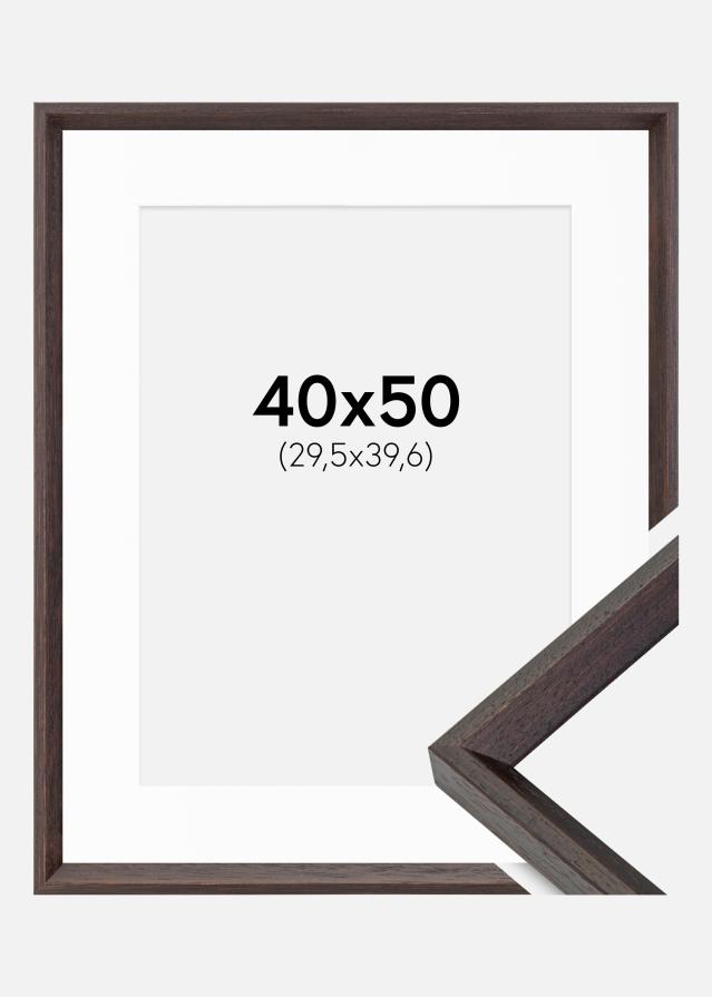 Ram med passepartou Fotolijst Globe Espresso 40x50 cm - Passe-partout Wit 12x16 inches