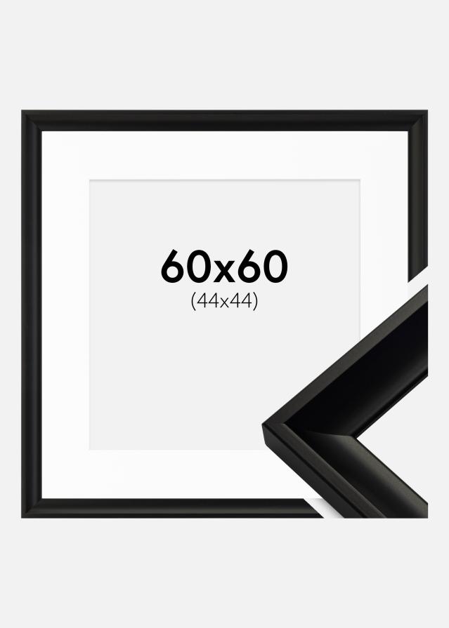 Ram med passepartou Fotolijst Öjaren Zwart 60x60 cm - Passe-partout Wit 45x45 cm
