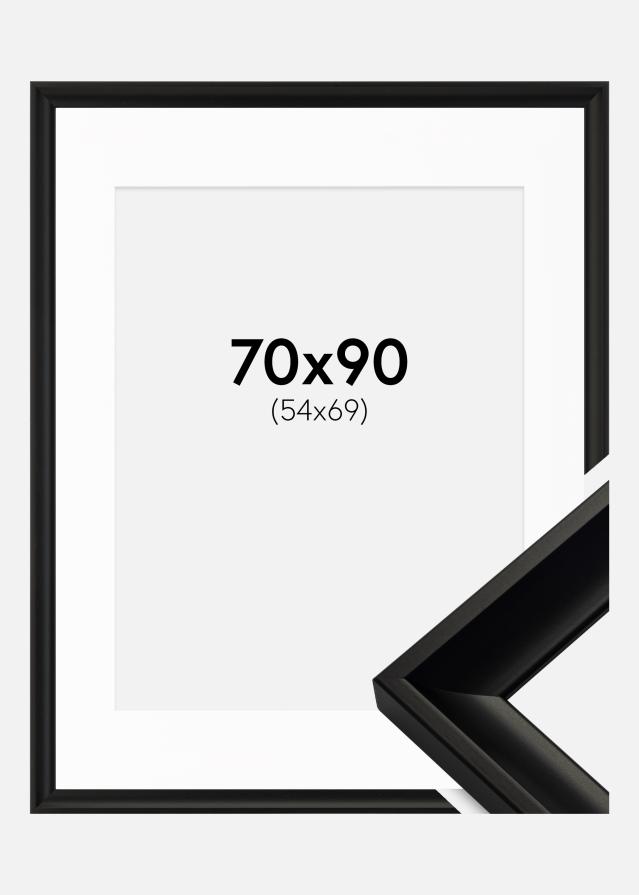 Ram med passepartou Fotolijst Öjaren Zwart 70x90 cm - Passe-partout Wit 55x70 cm