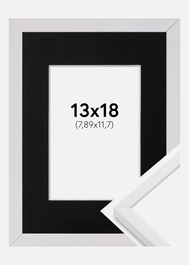 Ram med passepartou Fotolijst E-Line Wit 13x18 cm - Passe-partout Zwart 3,5x5 inches