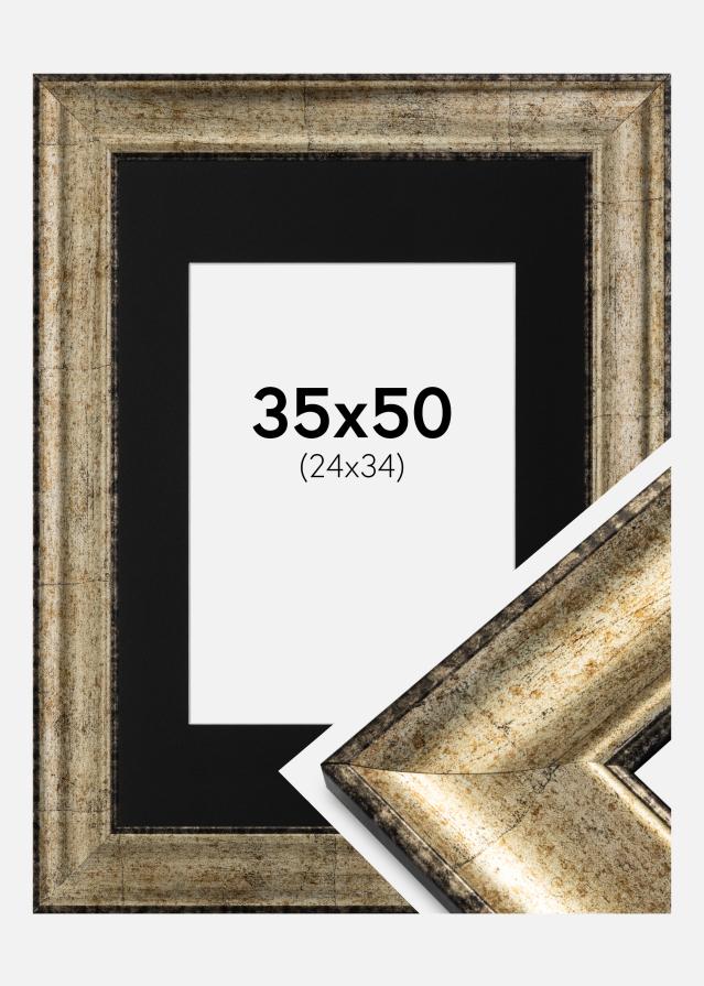 Ram med passepartou Fotolijst Saltsjöbaden Antiek Goud 35x50 cm - Passe-partout Zwart 25x35 cm