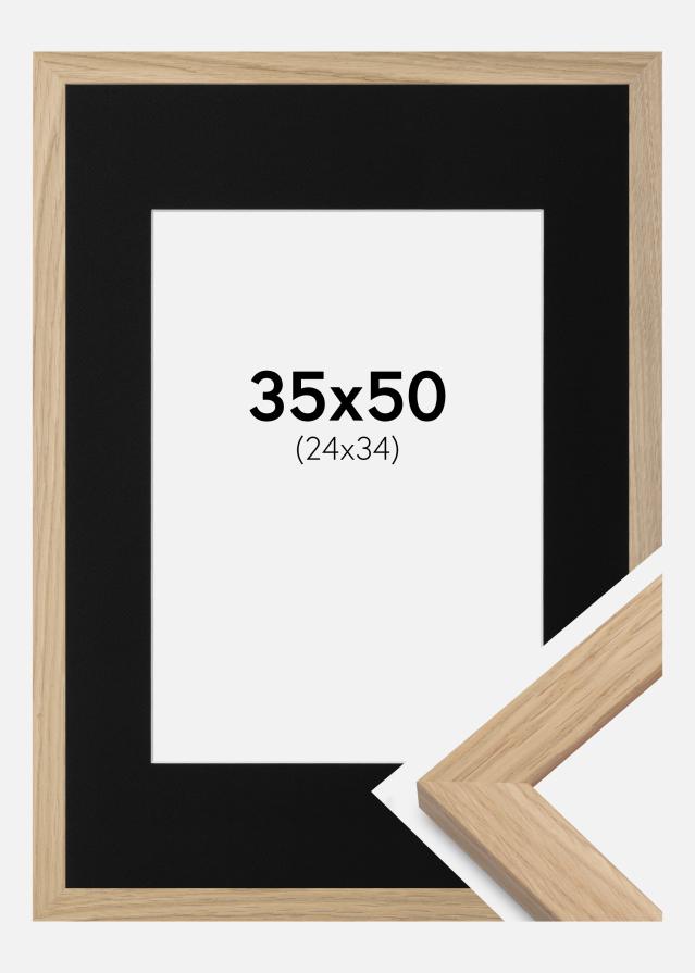 Ram med passepartou Fotolijst Oak Wood 35x50 cm - Passe-partout Zwart 25x35 cm
