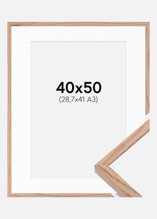 Ram med passepartou Fotolijst E-Line Eiken 40x50 cm - Passe-partout Wit 29,7x42 cm (A3)