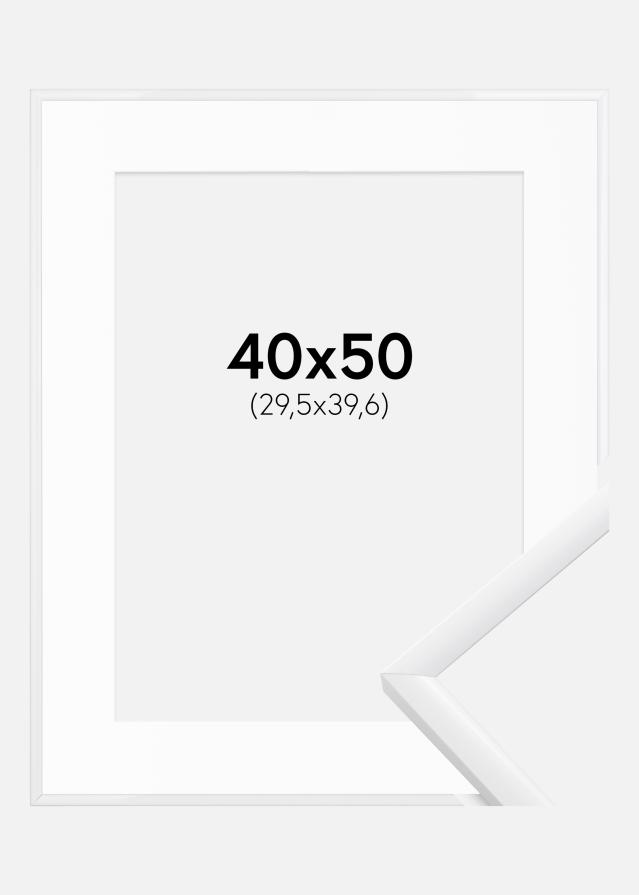 Ram med passepartou Fotolijst New Lifestyle Wit 40x50 cm - Passe-partout Wit 12x16 inches