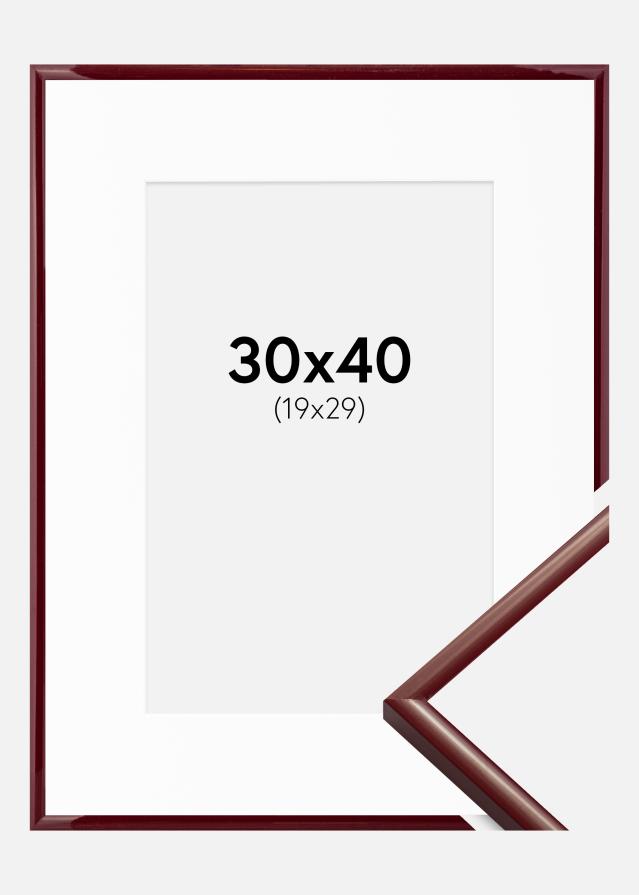 Ram med passepartou Fotolijst New Lifestyle Donkerrood 30x40 cm - Passe-partout Wit 20x30 cm