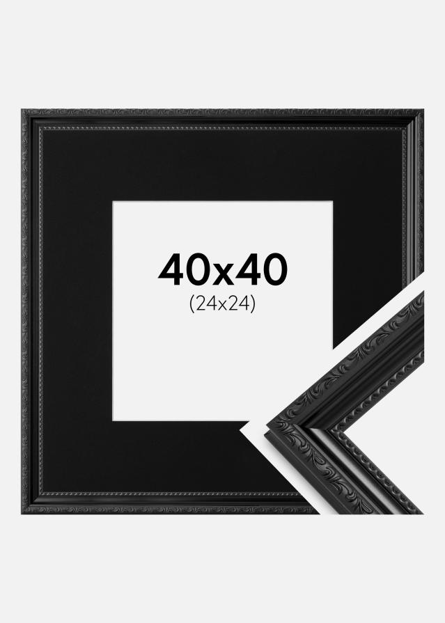 Ram med passepartou Fotolijst Abisko Zwart 40x40 cm - Passe-partout Zwart 25x25 cm