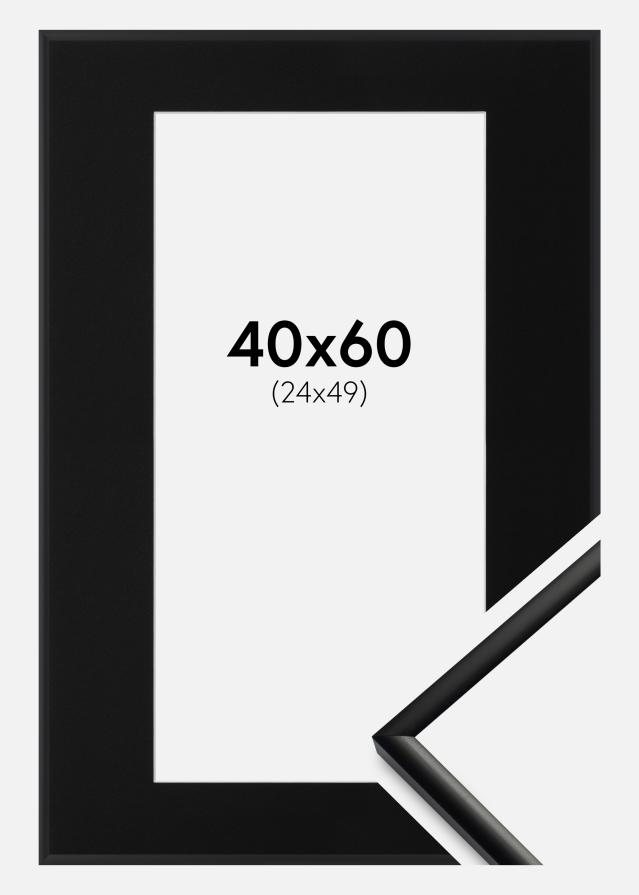 Ram med passepartou Fotolijst New Lifestyle Mat Zwart 40x60 cm - Passe-partout Zwart 25x50 cm