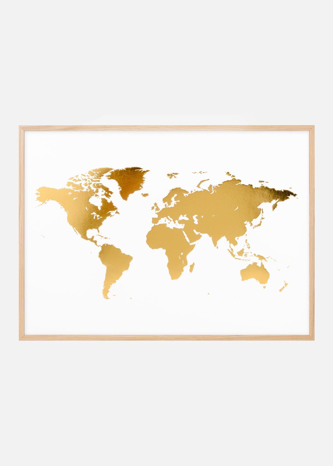 Product Image for Wereldkaart in Goud - Gefolied Poster (30x40 cm)