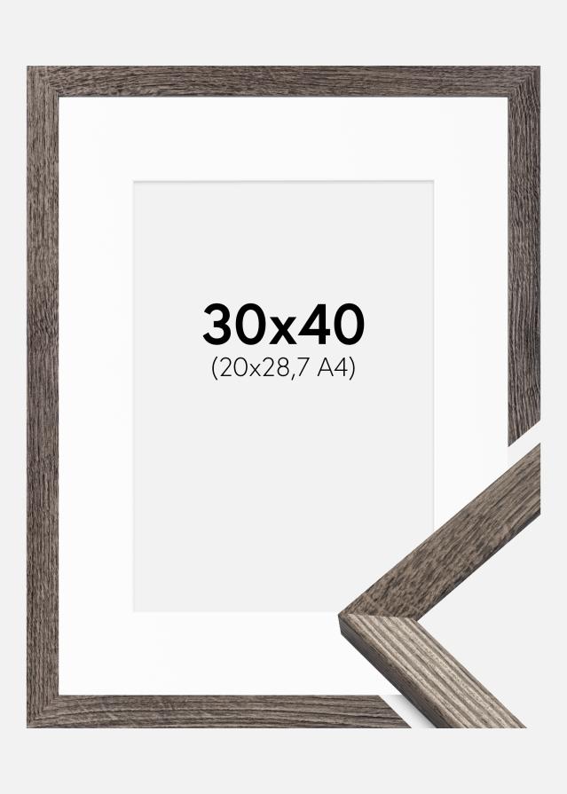 Ram med passepartou Fotolijst Fiorito Walnoot 30x40 cm - Passe-partout Wit 21x29,7 cm (A4)