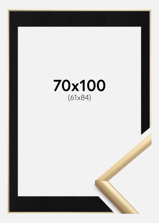 Ram med passepartou Fotolijst New Lifestyle Goud 70x100 cm - Passe-partout Zwart 62x85 cm