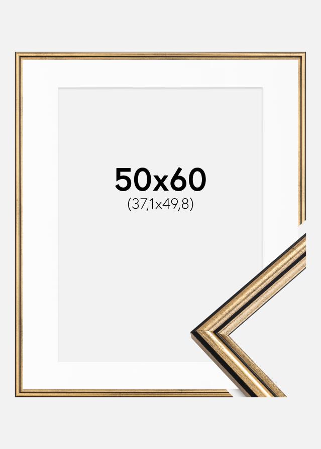Ram med passepartou Fotolijst Horndal Goud 50x60 cm - Passe-partout Wit 15x20 inches