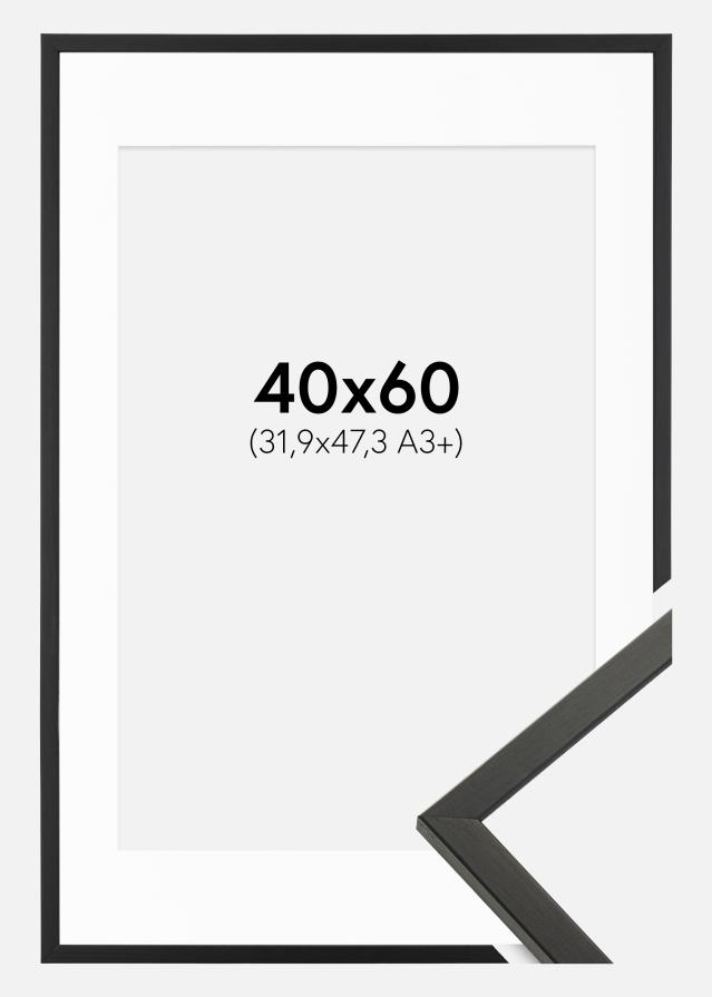 Ram med passepartou Fotolijst Galant Zwart 40x60 cm - Passe-partout Wit 32,9x48,3 cm (A3+)