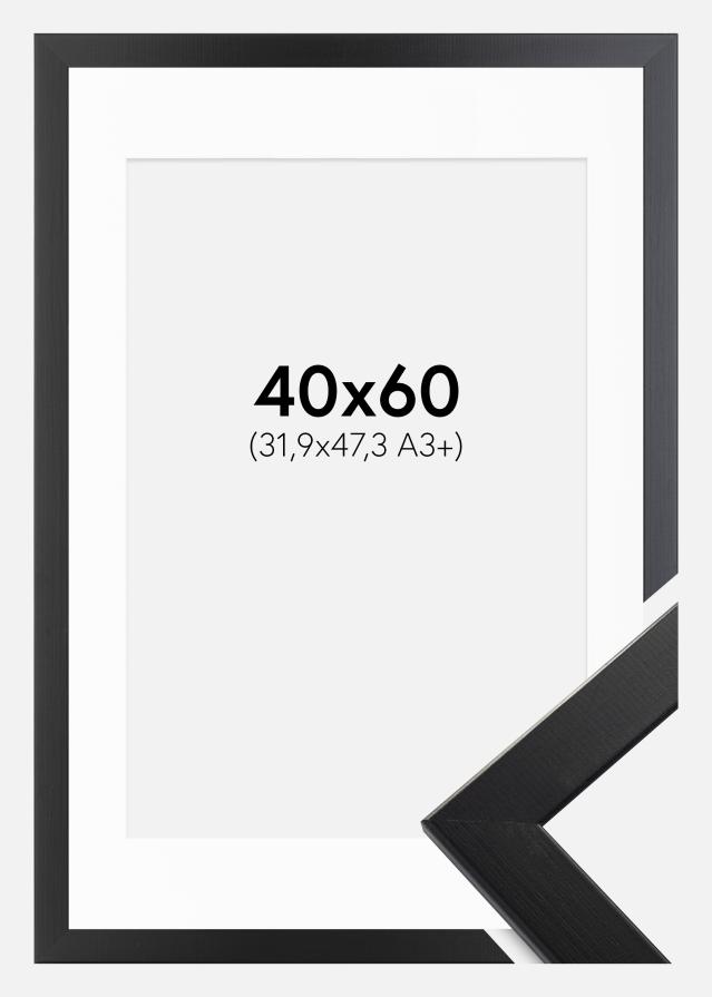 Ram med passepartou Fotolijst Trendline Zwart 40x60 cm - Passe-partout Wit 32,9x48,3 cm (A3+)
