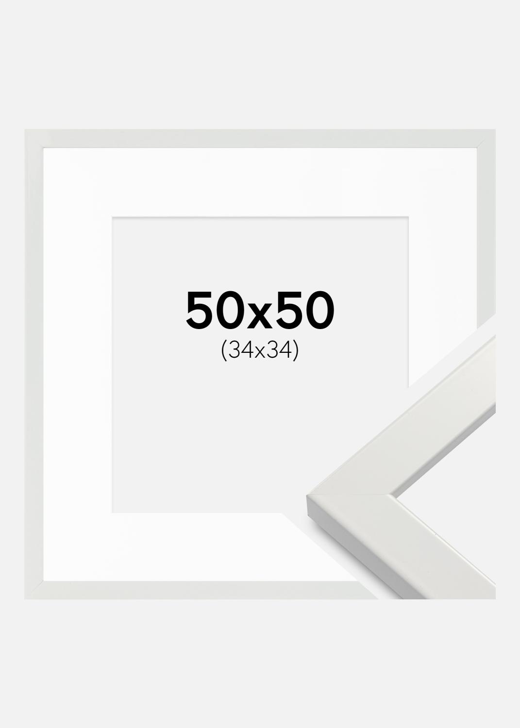 Product Image for Fotolijst White Wood Glossy 50x50 cm - Passe-partout Wit 35x35 cm