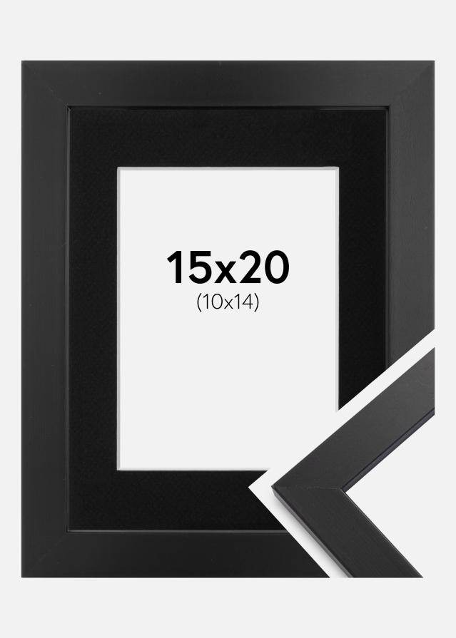 Ram med passepartou Fotolijst Black Wood 15x20 cm - Passe-partout Zwart 11x15 cm