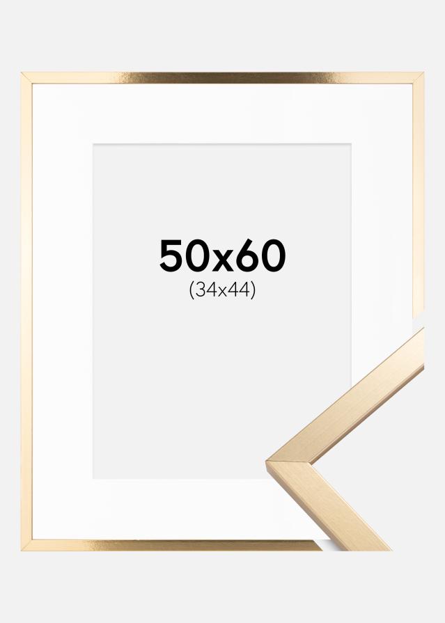 Ram med passepartou Fotolijst Trendy Goud 50x60 cm - Passe-partout Wit 35x45 cm