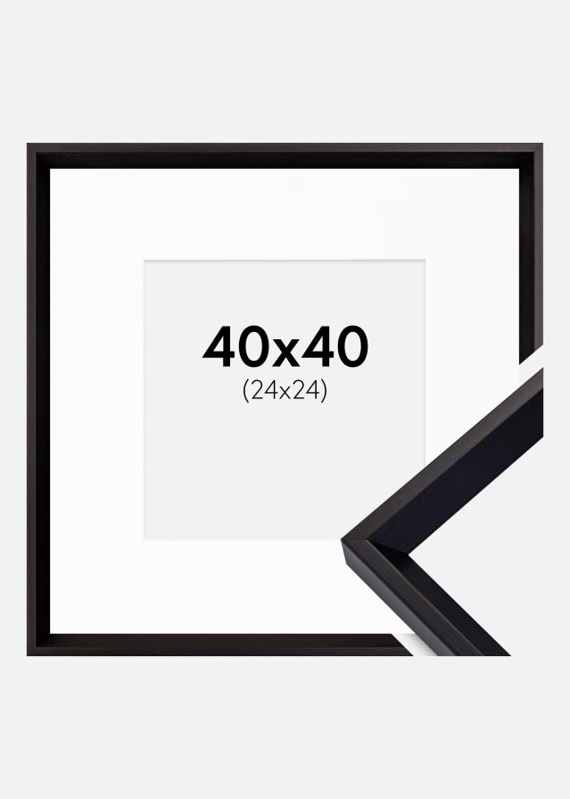 Ram med passepartou Fotolijst Globe Zwart 40x40 cm - Passe-partout Wit 25x25 cm