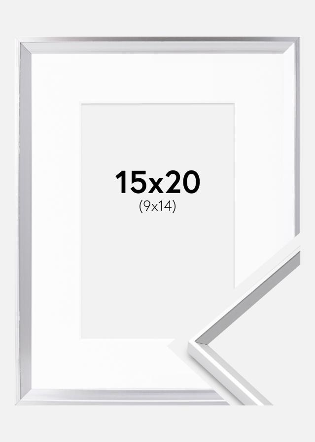Ram med passepartou Fotolijst Desire Zilver 15x20 cm - Passe-partout Wit 10x15 cm
