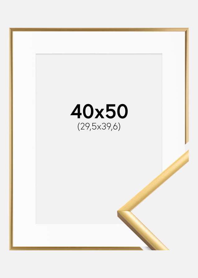 Ram med passepartou Fotolijst New Lifestyle Shiny Gold 40x50 cm - Passe-partout Wit 12x16 inches