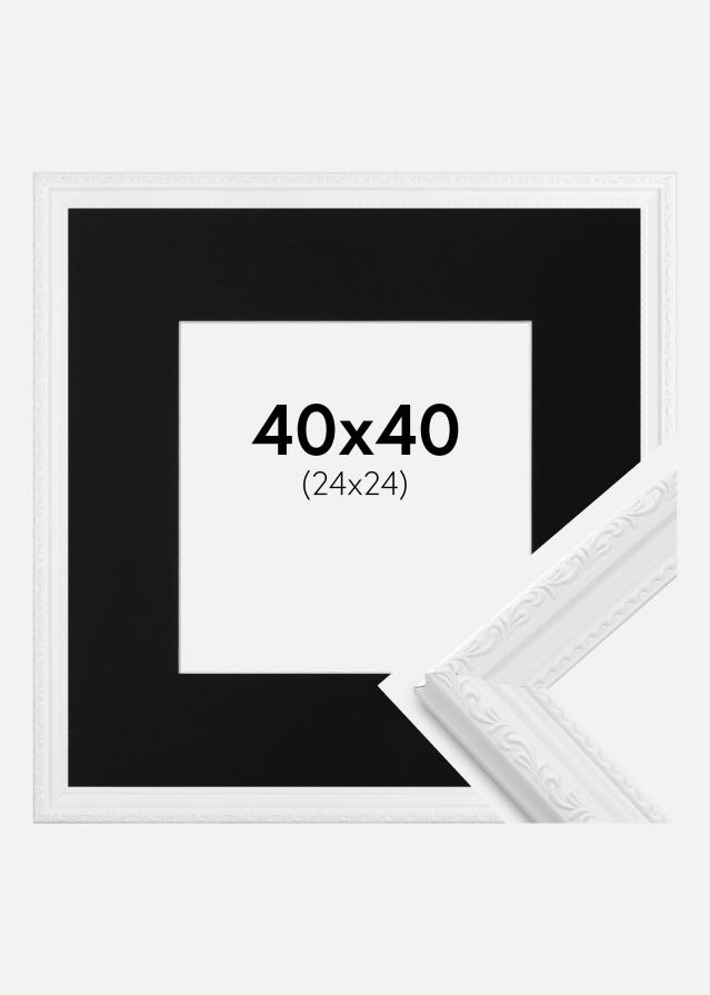 Ram med passepartou Fotolijst Abisko Wit 40x40 cm - Passe-partout Zwart 25x25 cm