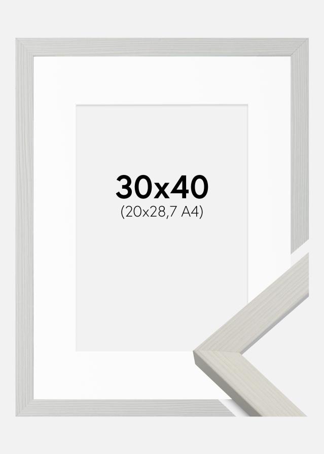 Ram med passepartou Fotolijst Fiorito Wit 30x40 cm - Passe-partout Wit 21x29,7 cm (A4)