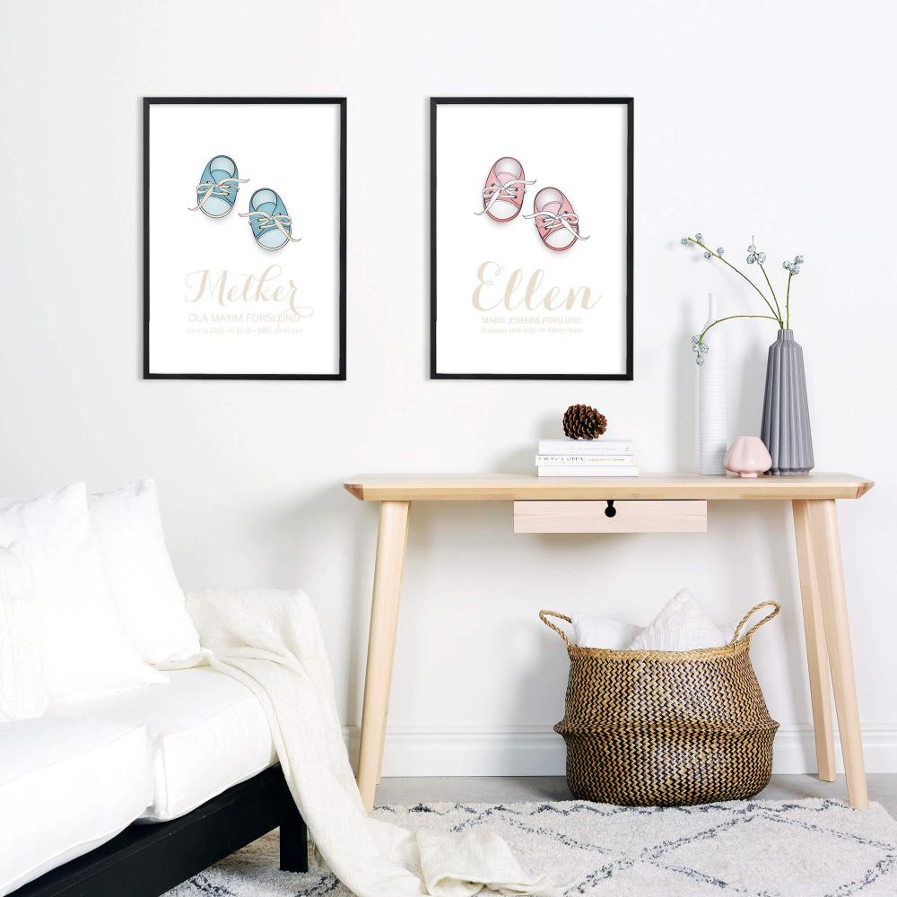 Personlig poster Babyschoenen - Blauw