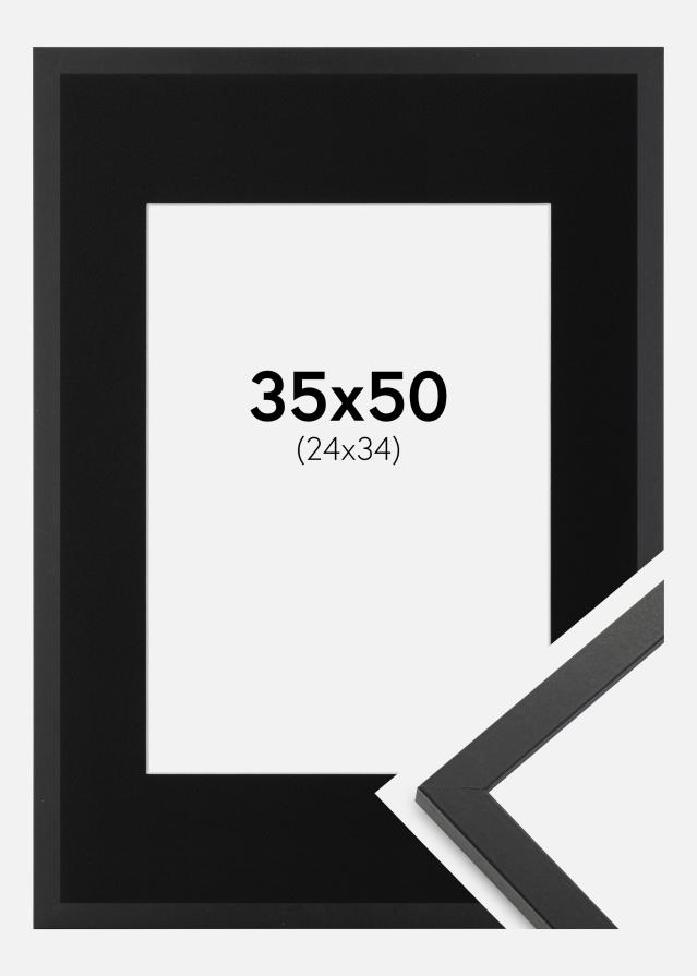 Ram med passepartou Fotolijst Trendy Zwart 35x50 cm - Passe-partout Zwart 25x35 cm
