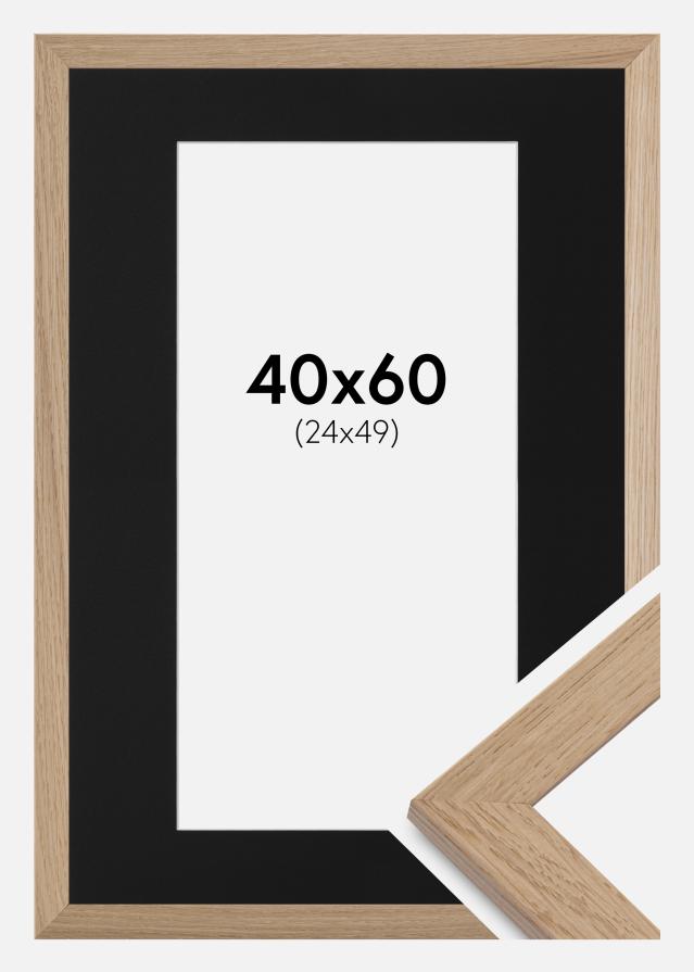 Ram med passepartou Fotolijst Trendline Eiken 40x60 cm - Passe-partout Zwart 25x50 cm