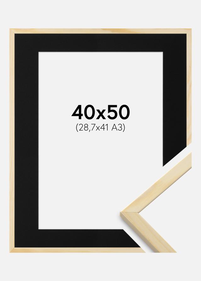 Ram med passepartou Fotolijst Galant Grenen 40x50 cm - Passe-partout Zwart 29,7x42 cm (A3)