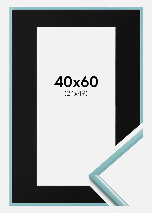Ram med passepartou Fotolijst New Lifestyle Turquoise 40x60 cm - Passe-partout Zwart 25x50 cm