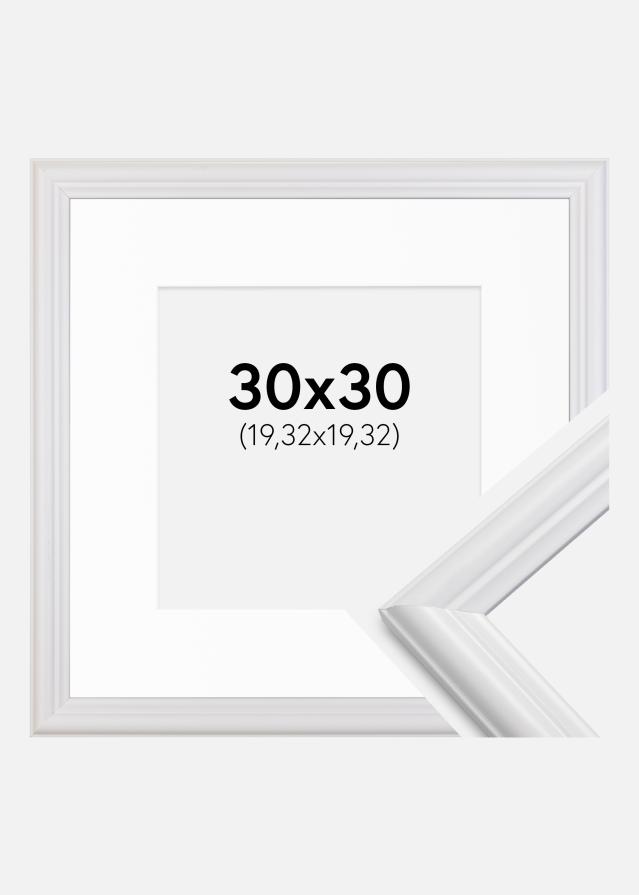 Ram med passepartou Fotolijst Siljan Wit 30x30 cm - Passe-partout Wit 8x8 inches