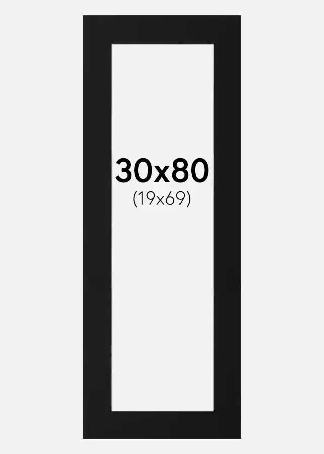 Artlink Passe-partout Zwart Standaard (Witte kern) 30x80 cm (19x69)