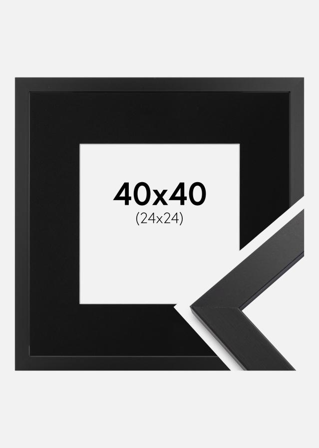 Ram med passepartou Fotolijst Black Wood 40x40 cm - Passe-partout Zwart 25x25 cm