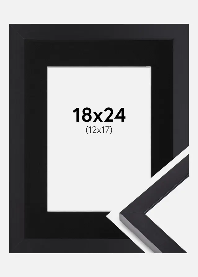 Ram med passepartou Fotolijst Selection Zwart 18x24 cm - Passe-partout Zwart 13x18 cm
