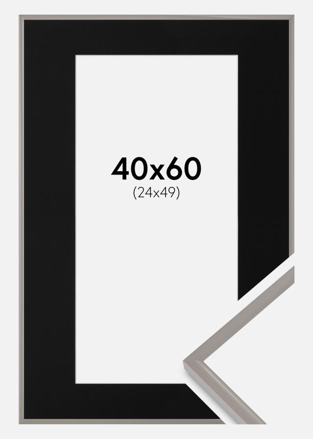 Ram med passepartou Fotolijst New Lifestyle Earth Grey 40x60 cm - Passe-partout Zwart 25x50 cm