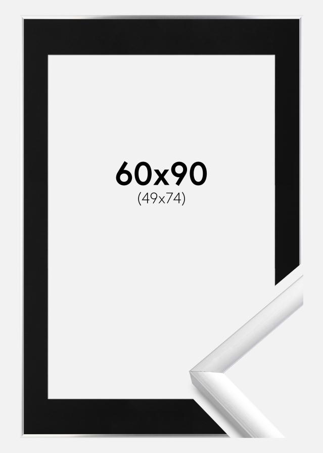 Ram med passepartou Fotolijst New Lifestyle Zilver 60x90 cm - Passe-partout Zwart 50x75 cm