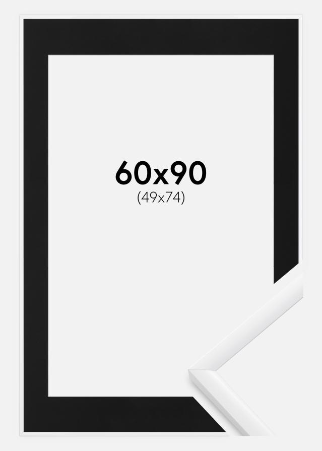 Ram med passepartou Fotolijst New Lifestyle Wit 60x90 cm - Passe-partout Zwart 50x75 cm