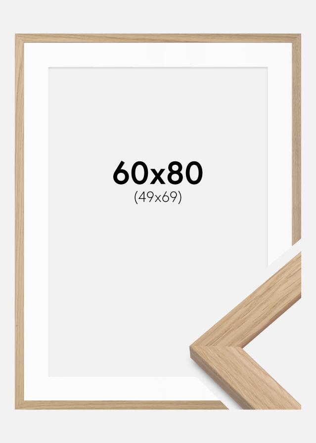 Ram med passepartou Fotolijst Oak Wood 60x80 cm - Passe-partout Wit 50x70 cm