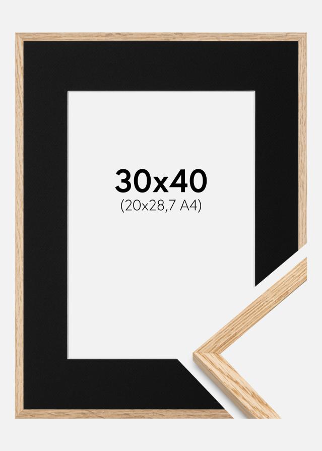 Ram med passepartou Fotolijst Smal Eikenhout 30x40 cm - Passe-partout Zwart 21x29,7 cm (A4)