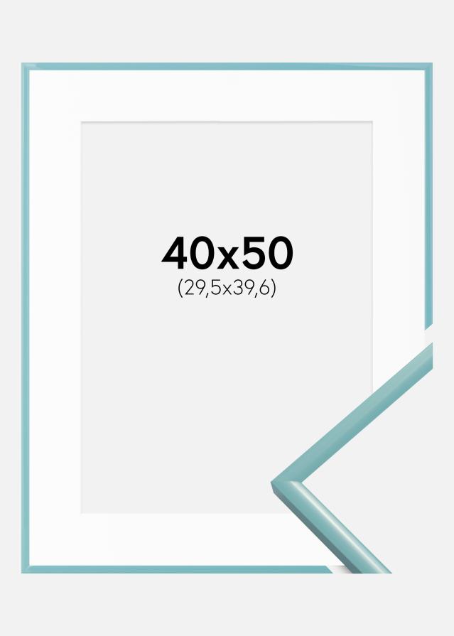 Ram med passepartou Fotolijst New Lifestyle Turquoise 40x50 cm - Passe-partout Wit 12x16 inches
