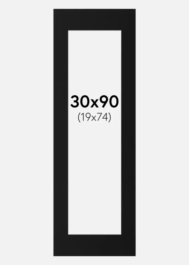 Artlink Passe-partout Zwart Standaard (Witte kern) 30x90 cm (19x74)