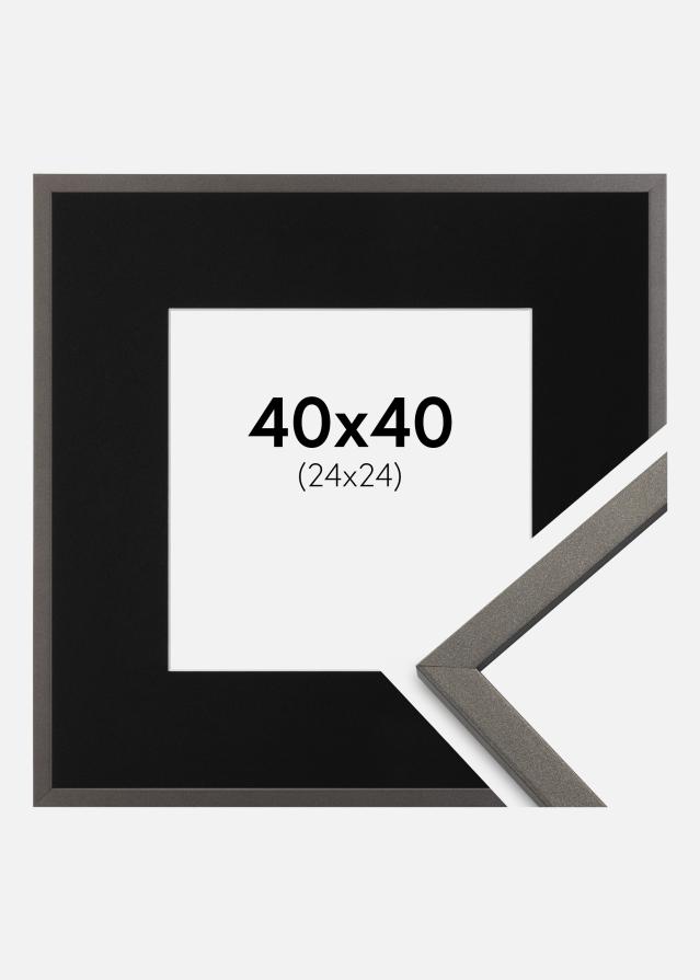Ram med passepartou Fotolijst Edsbyn Grafiet 40x40 cm - Passe-partout Zwart 25x25 cm