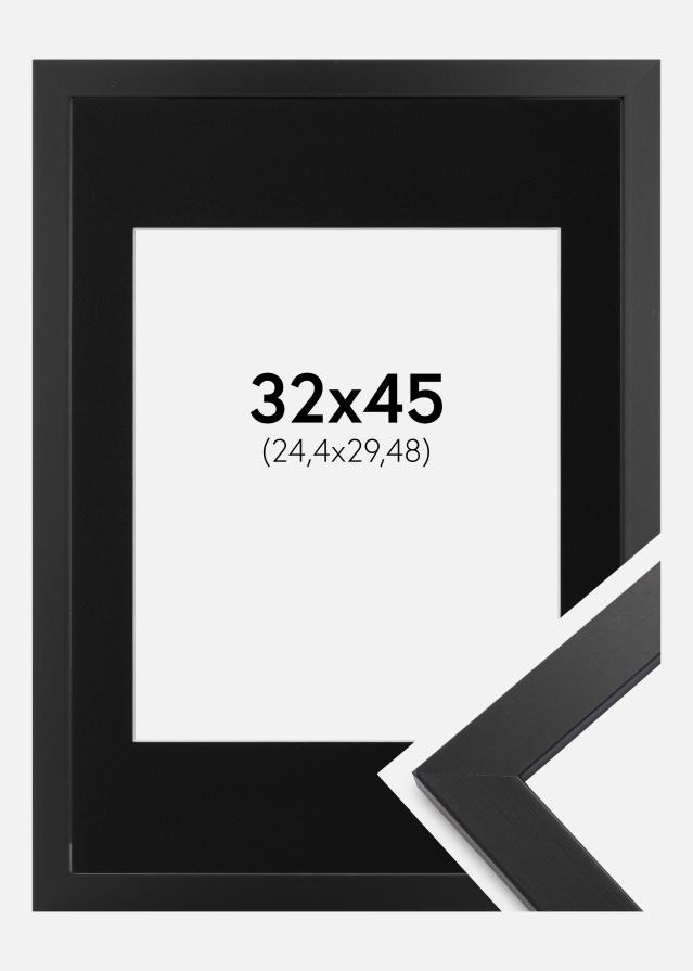 Ram med passepartou Fotolijst Black Wood 32x45 cm - Passe-partout Zwart 10x12 inches