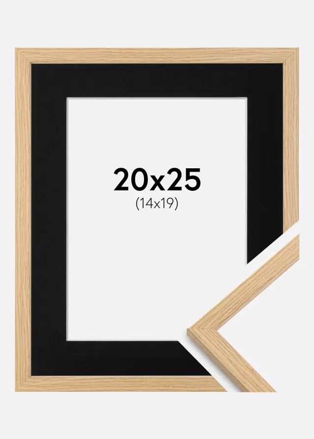 Ram med passepartou Fotolijst Galant Eiken 20x25 cm - Passe-partout Zwart 15x20 cm