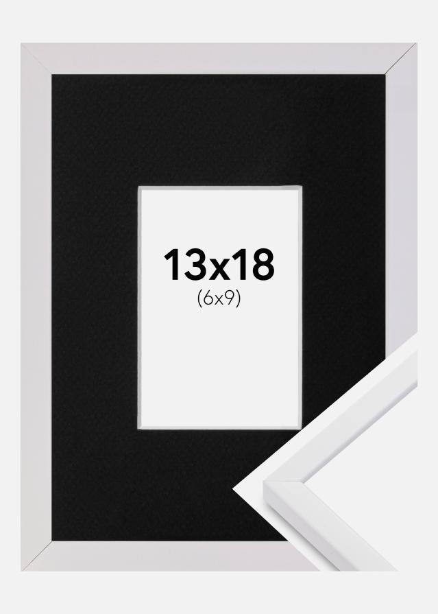 Ram med passepartou Fotolijst E-Line Wit 13x18 cm - Passe-partout Zwart 7x10 cm