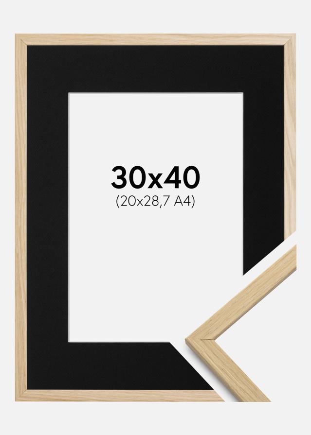 Ram med passepartou Fotolijst Edsbyn Eiken 30x40 cm - Passe-partout Zwart 21x29,7 cm (A4)