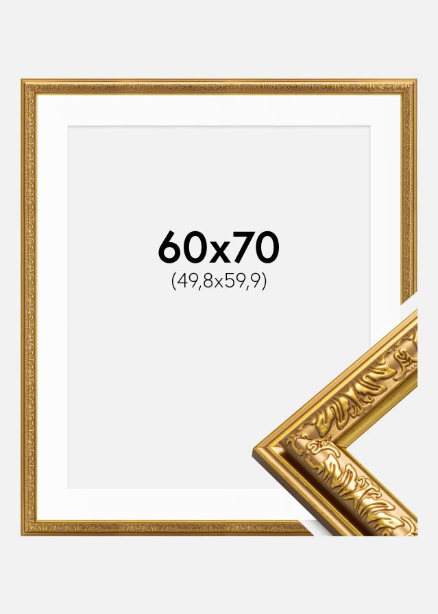 Ram med passepartou Fotolijst Nostalgia Goud 60x70 cm - Passe-partout Wit 20x24 inches