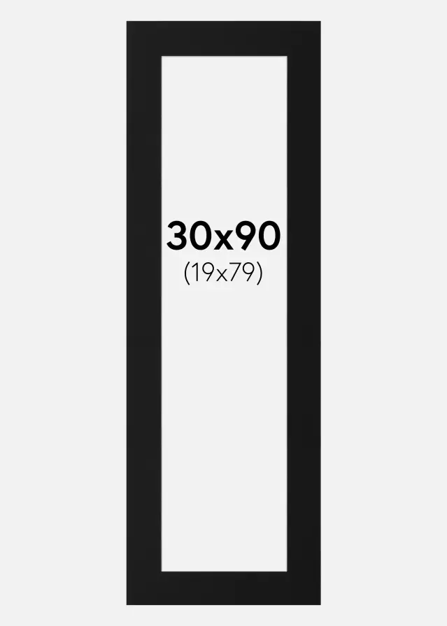 Artlink Passe-partout Zwart Standaard (Witte kern) 30x90 cm (19x79)